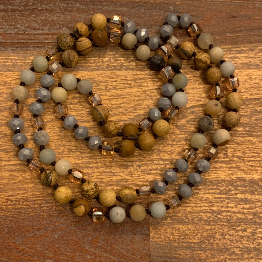 Long bead necklace. Nice quality stone beads. Approx. 17” long.